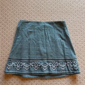 Julia Amory Sage Embroidered Skirt